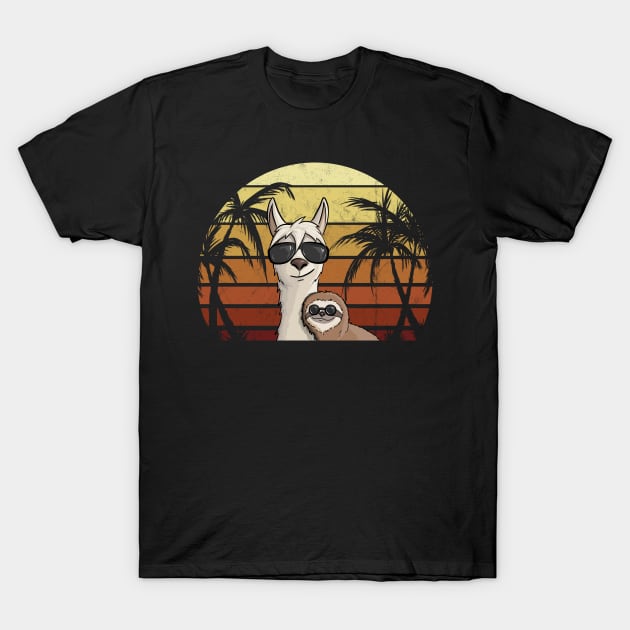 Casual Hipster Sloth Riding Llama T-Shirt by SkizzenMonster